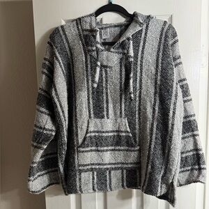 Gray and black striped Mexican Baja hoodie. Medium (Runs small). GUC